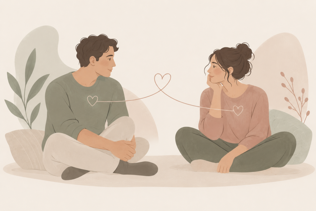 Couple qui se reconnecte et répare le lien après une dispute
